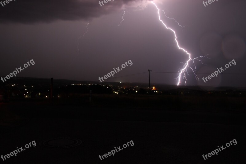 Thunderstorm Tirschenreuth Flashes Night Thunderstorm Lightning Weft