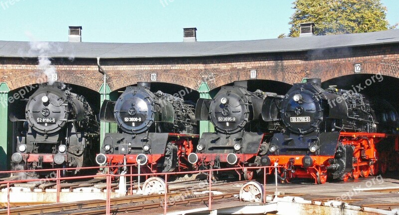 Steam Locomotive Locomotive Shed Hub Staßfurt Freight Locomotives