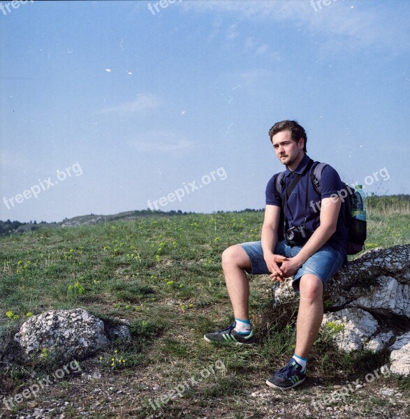 Hiking Rest Young Guy Nature