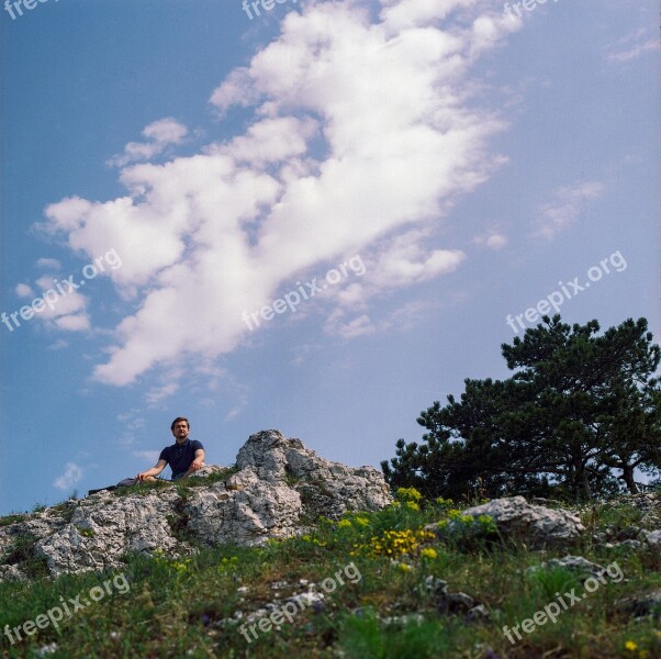 Hiking Rest Young Guy Nature