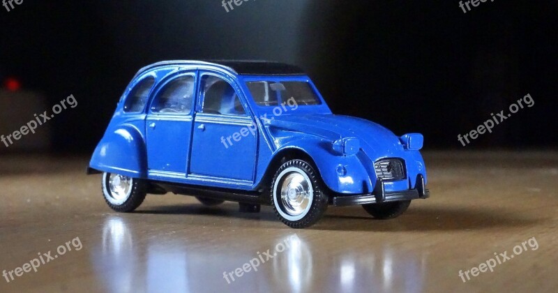 Miniature Citroën 2cv Car Blue Two Cavallos