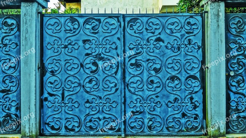 Blue Gate Gate Blue Decoration Metal