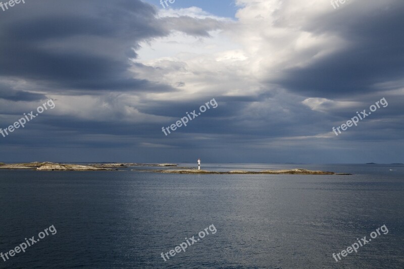 Norway Fjords Clouds Lighthouse Sea