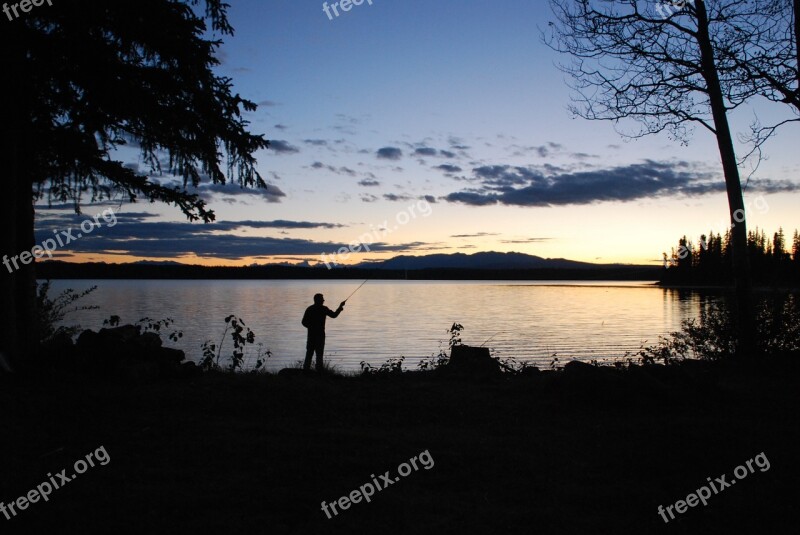 Abendstimmung Lake Sunset Fish Water