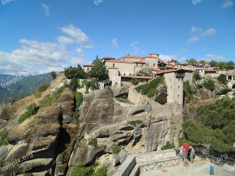 Greece Meteora Monastery Mountain Free Photos