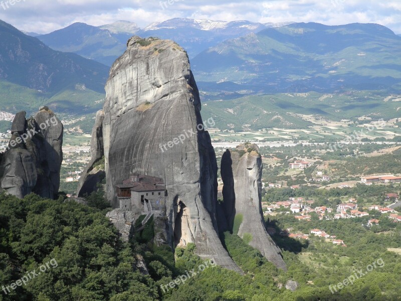 Greece Meteora Monastery Mountain Free Photos