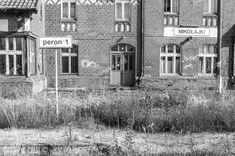 Poland Railway Station Black And White Old Black And White Photo