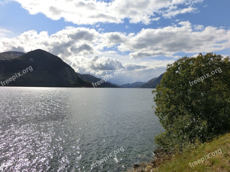 Fjord Lake Quiet Water Sky