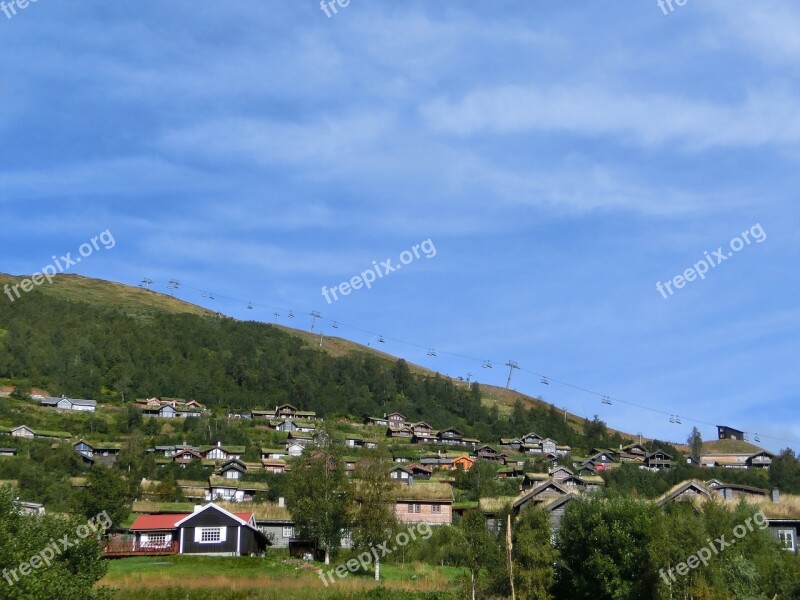 Village Slope Houses Settlement Summer