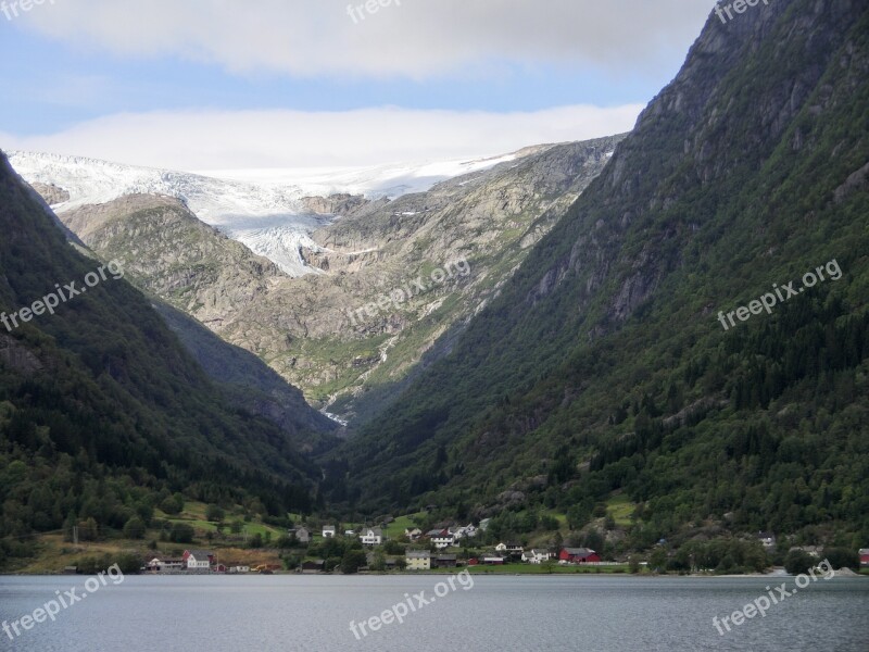 Glacier Fjord Norway Ice Mountains