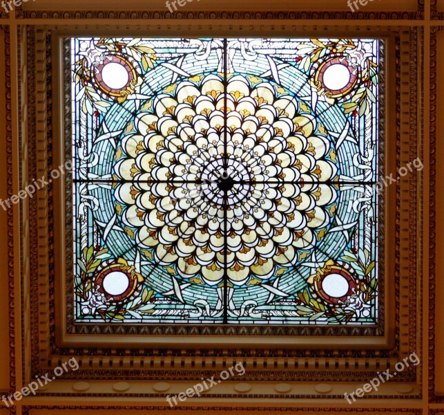 Stained Glass Window Library Of Congress Jefferson Building Ceiling Window