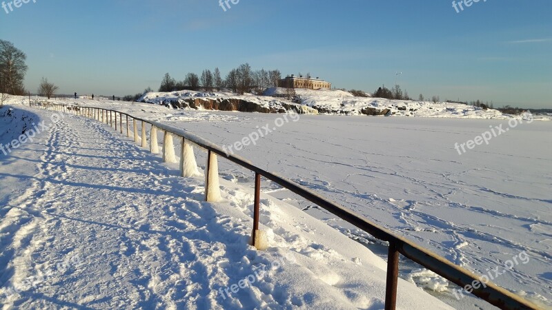 Bath Island Helsinki Ice Sea Finnish