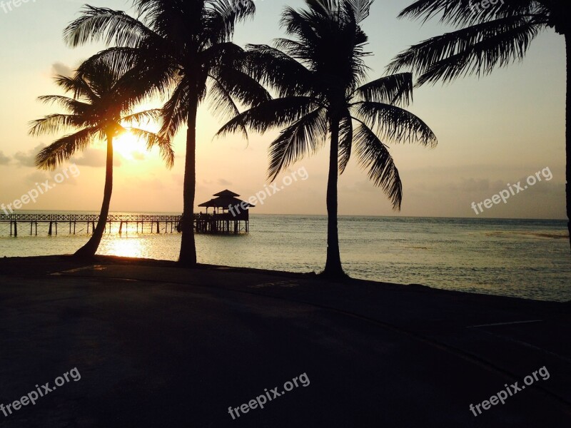 Sunset Jetty Beach Relax Landscape