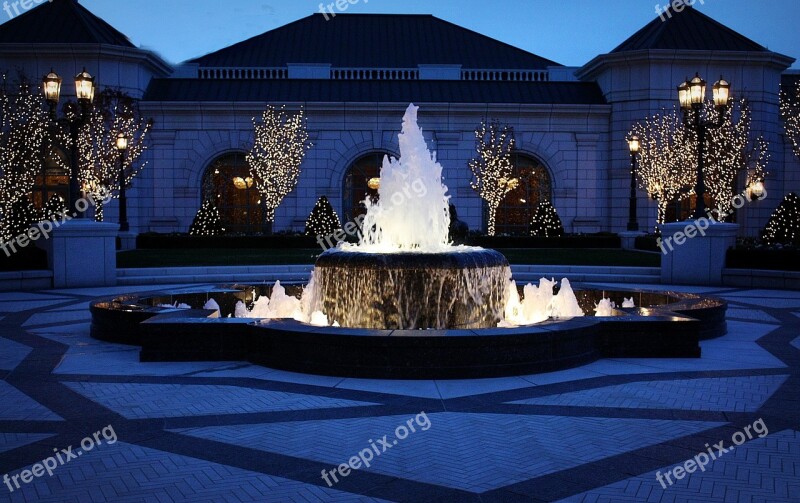 Fountain Night Time Architecture City Illuminated