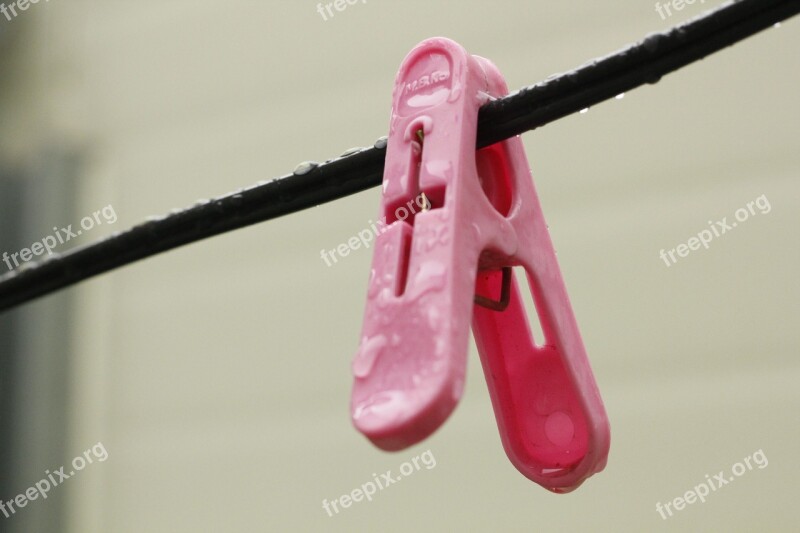 Clothes Peg Laundry Raindrops Free Photos