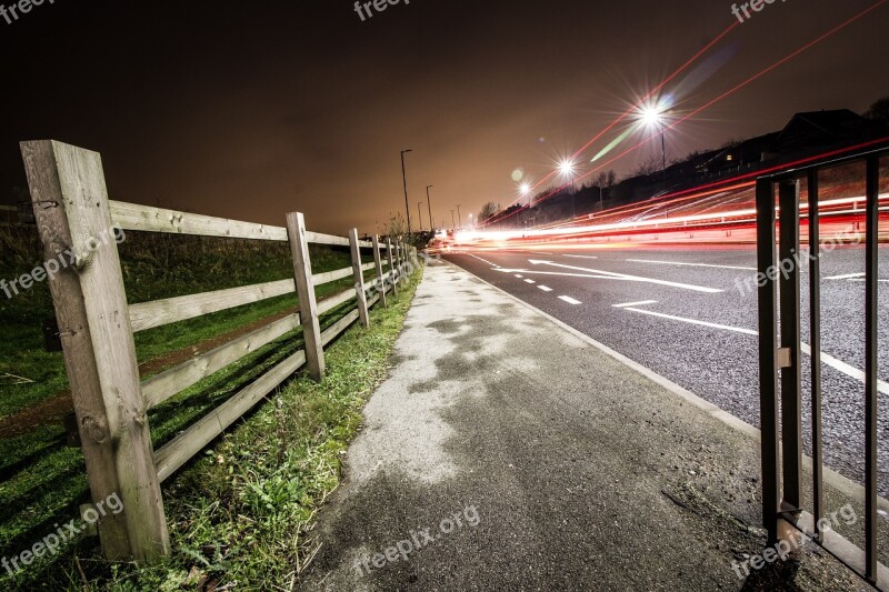 Long Exposure Light Trails Transport Beams Of Light Night