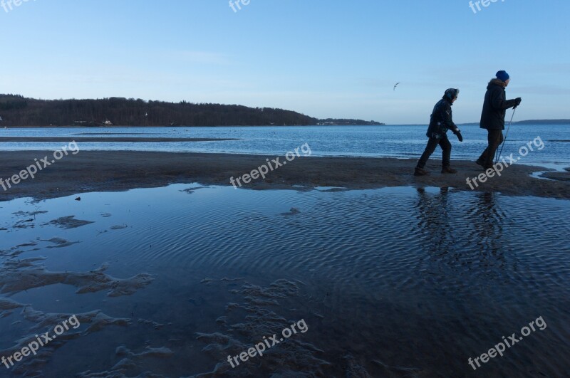 Beach Sundown Sea Water Sand