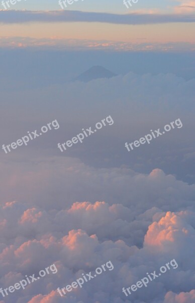 Mt Fuji Aerial Photograph Cloud Blue Navy Blue