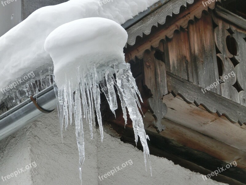 Snow Ice Icicle Wood Gutter