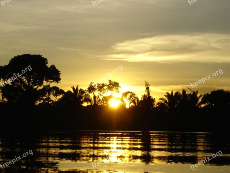 Amazon Sunset River Brazil Sky