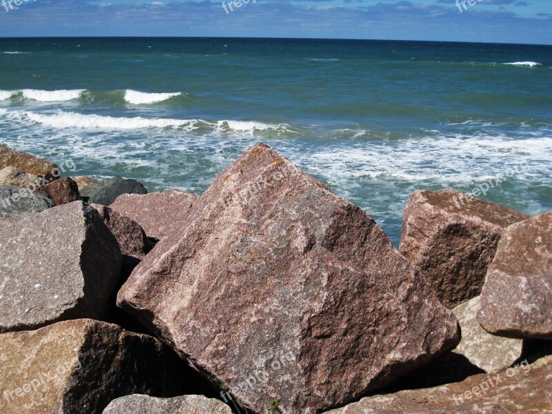 North Sea Denmark Large Stone Dune Protection Coast