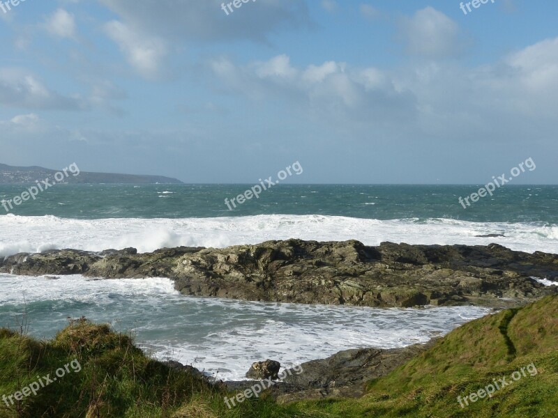 Sea Coastline Cornwall Nature Scenery