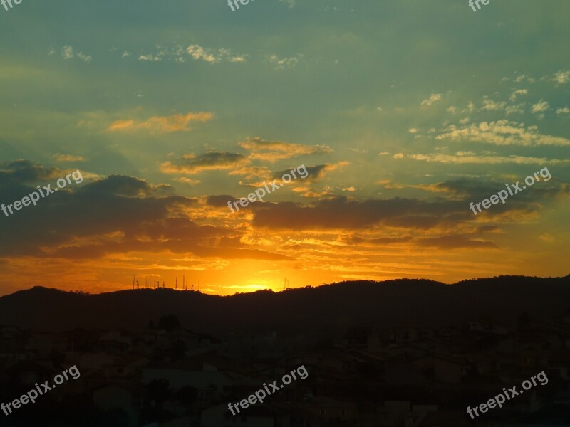 Sunset City Clouds Brazil Sol