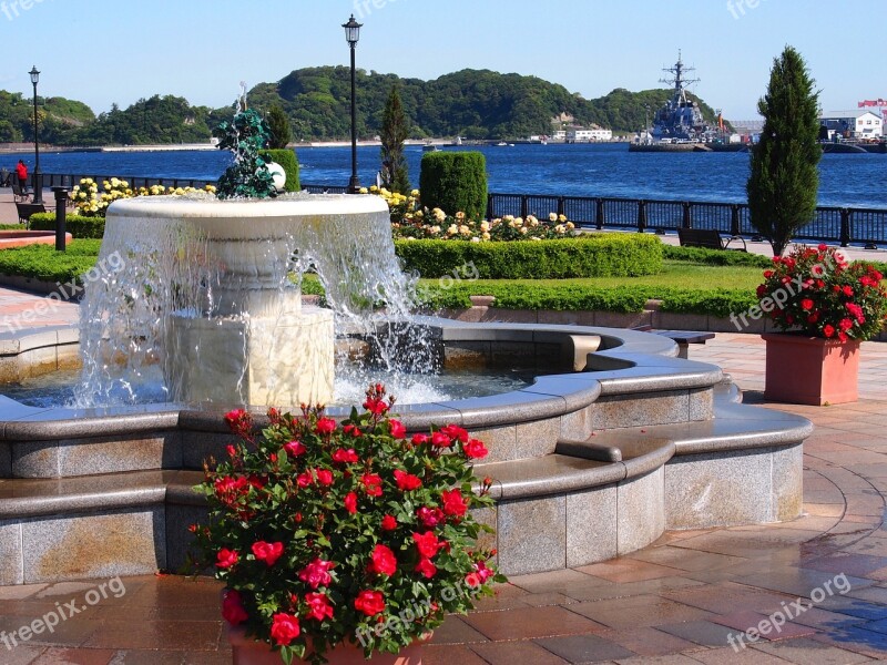 Verny Park France Rose Red Fountain