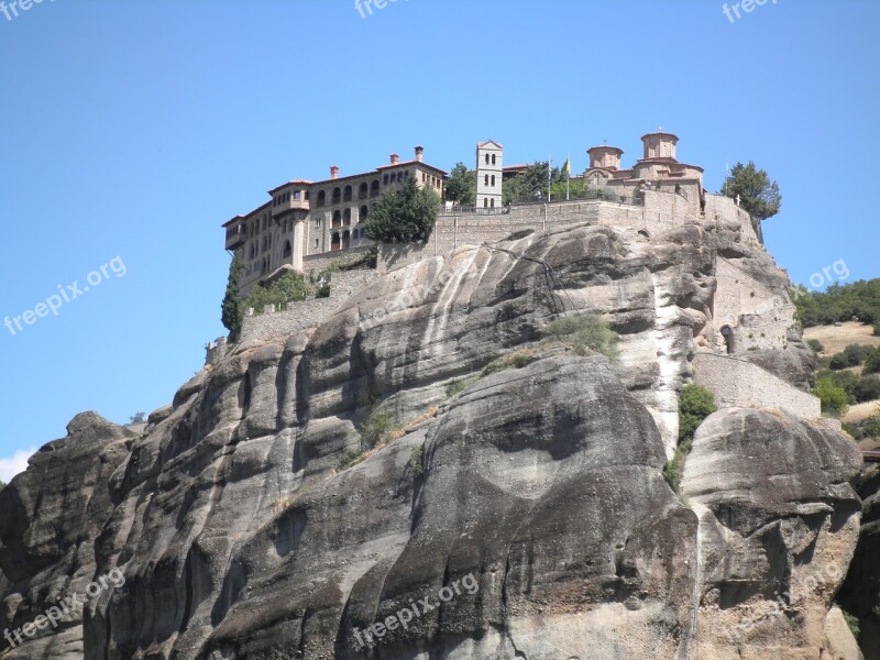 Greece Meteora Monastery Montain Free Photos