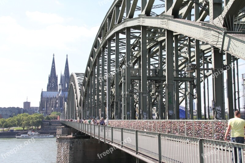 Cologne Bridge Cathedral Rhine Free Photos