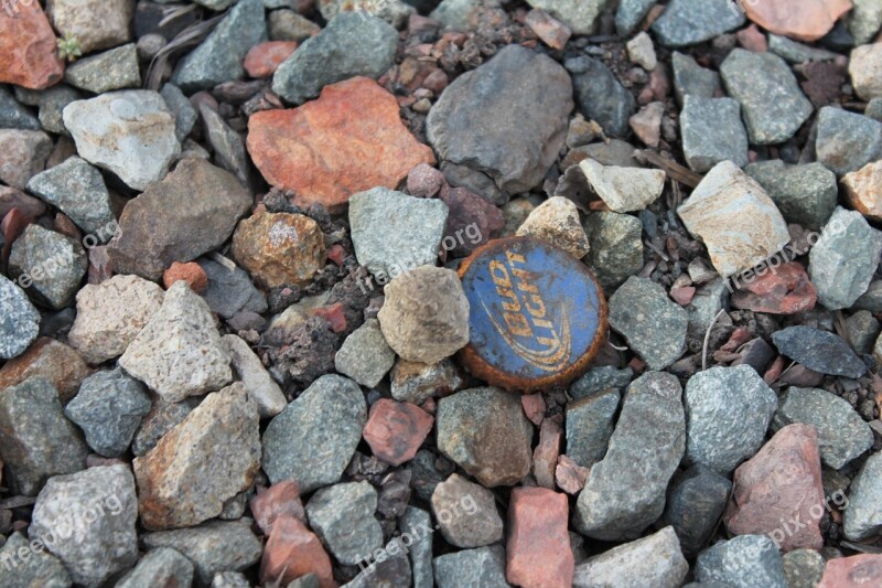 Rocks Pebbles Trash Garbage Beer Bottle Cap