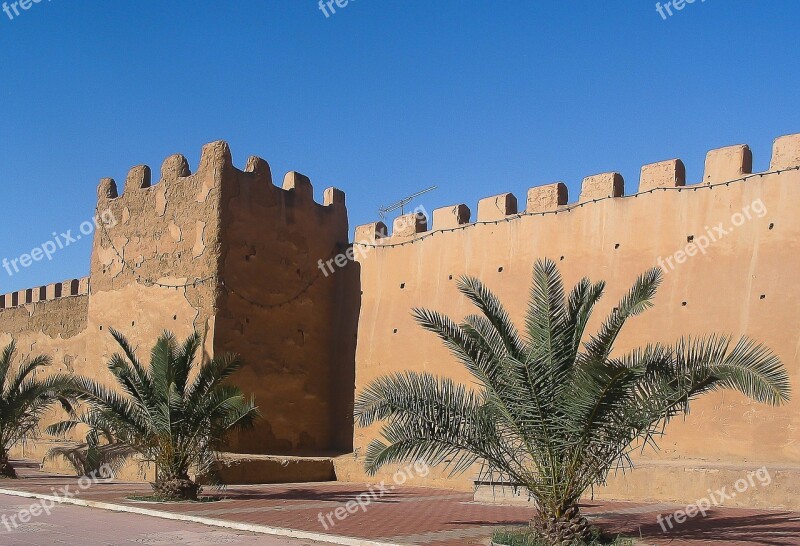 Morocco Taroudant Ramparts Wall Palm Trees