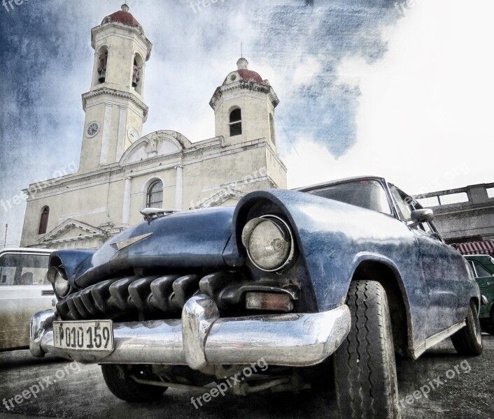 Old Car Retro Vintage Bumper Church