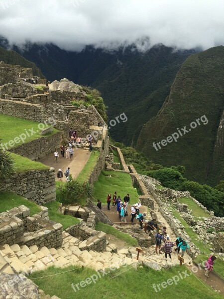 Machu Pichu Tourism Archaeological Peru Landscape Mountain