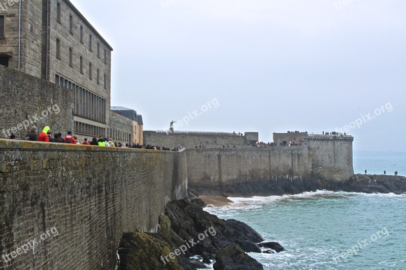 Saint Malo Sea Ocean Brittany Ramparts