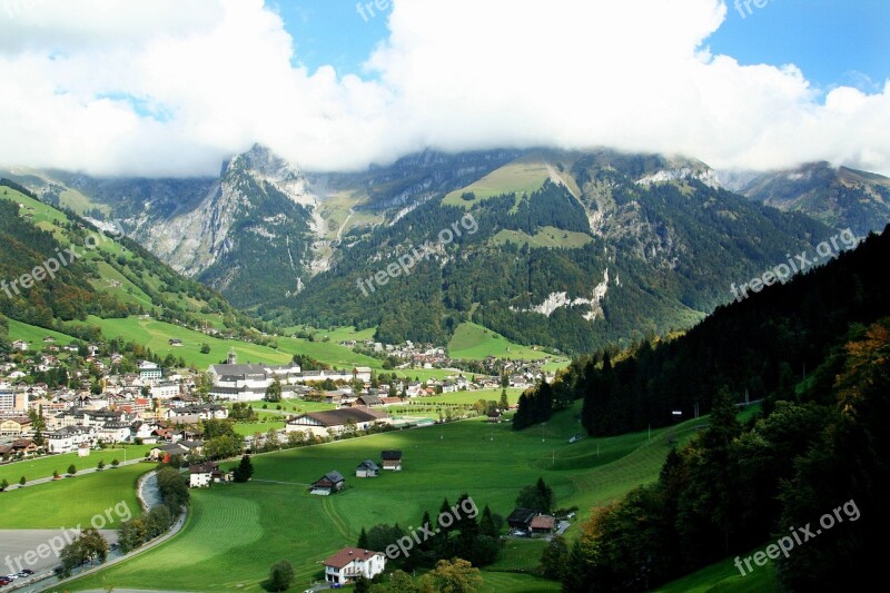 Switzerland Titlis Snow Mountain Village Forest