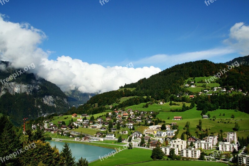 Switzerland Titlis Snow Mountain Village Forest