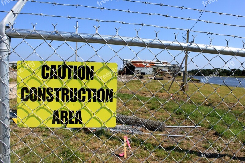 Caution Construction Fence Safety Warning