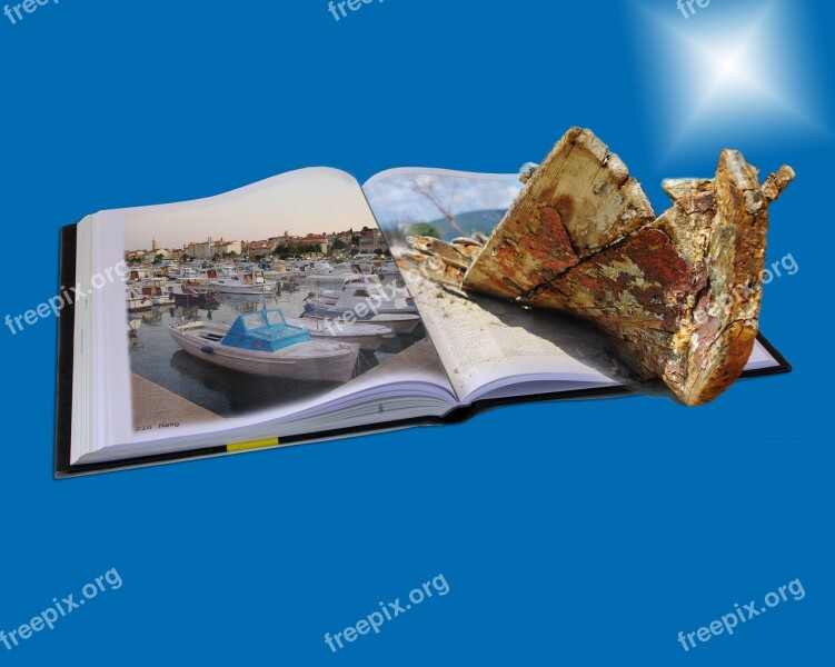 Book Boat Photomontage Composing Read