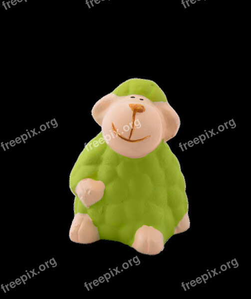 Sheep Decoration Isolated Clay Figure Green