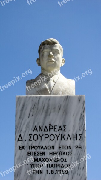 Bust Hero Sculpture Monument Cyprus