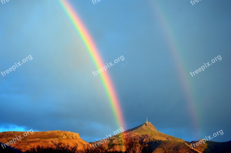 Rainbow The Rhune Mountain Color Sky Basque Coast Free Photos