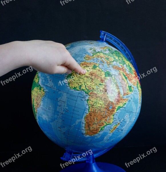 Globus Map Finger Earth Child