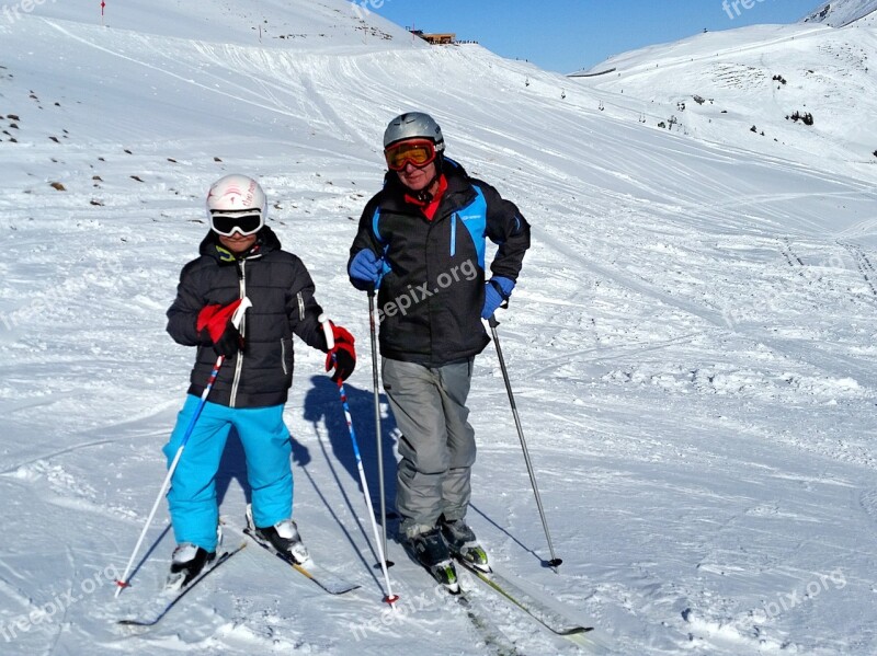 Ski Skiers Grandpa Ski Area Ski Poles