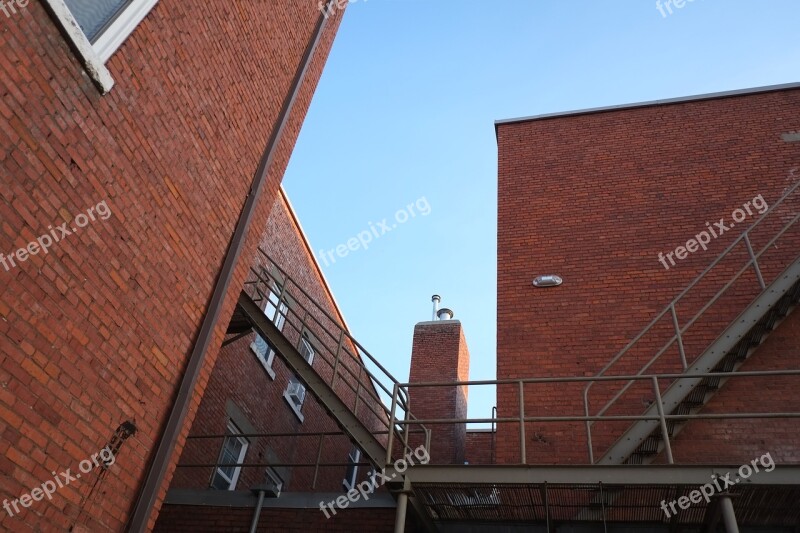 Brick Walls Masonry Industrial Building Exterior Stairs Brick