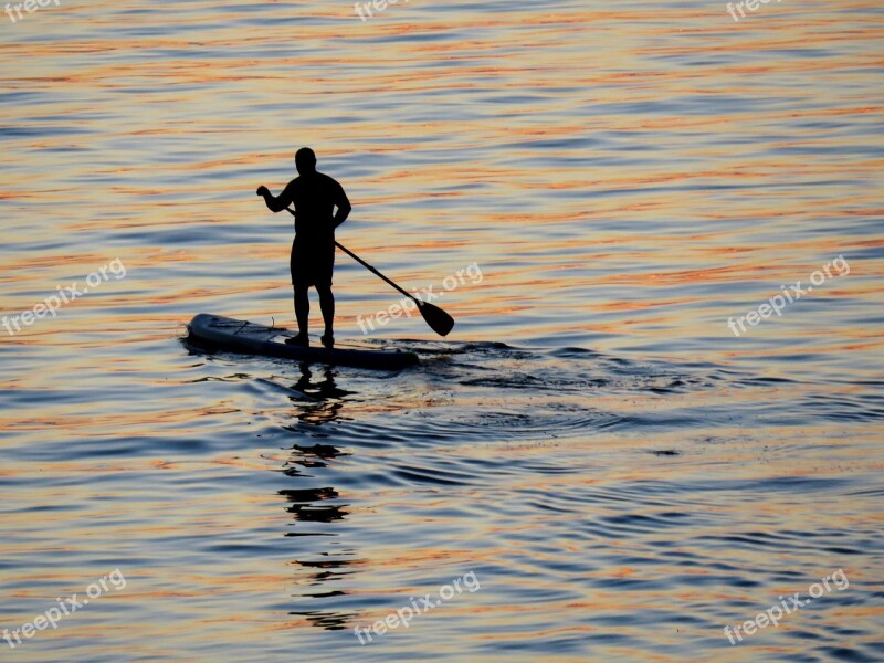 Surfing Water Ocean Loneliness Sunset