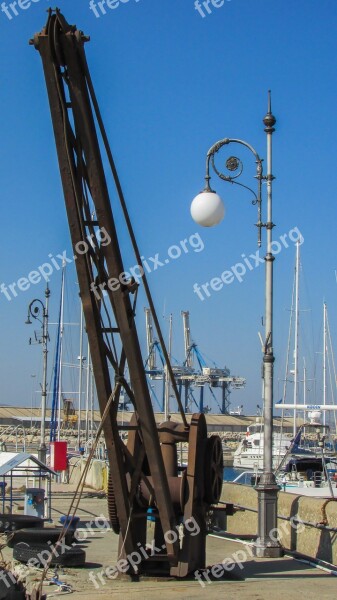 Cyprus Larnaca Marina Crane Rusty