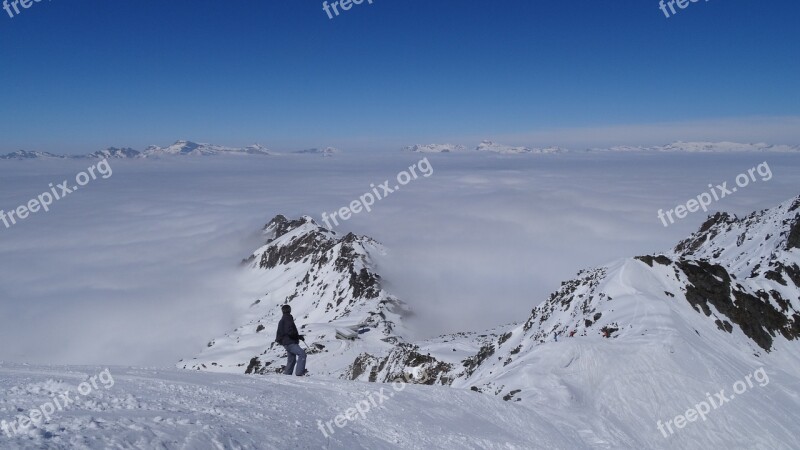 Mountain Clouds Landscape Snow Nature