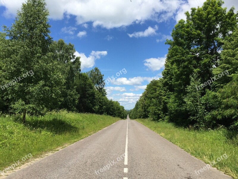 Straight Road Countryside Asphalt Way