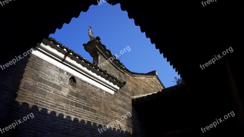 Blue Sky Ancient Architecture House Fence Ancient House